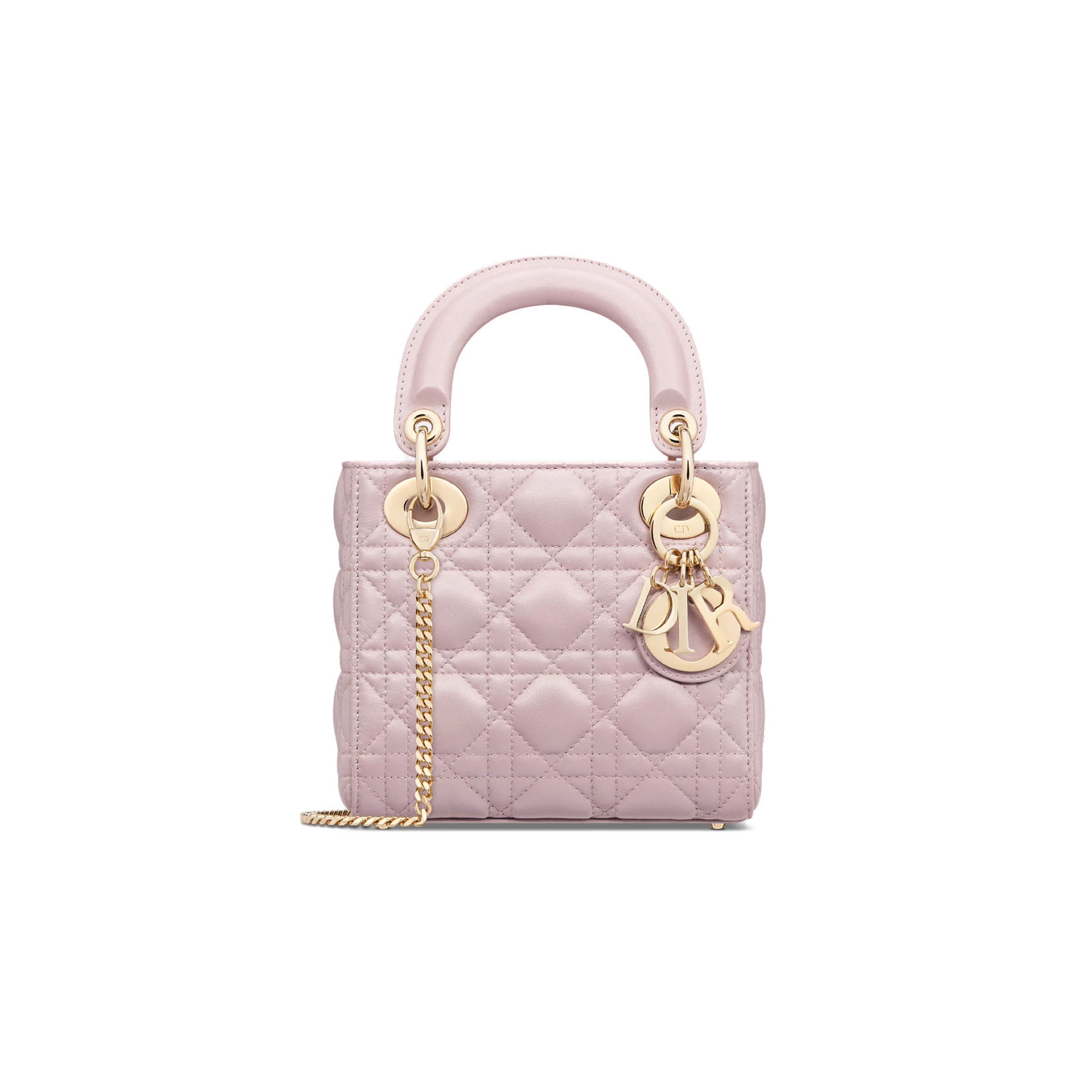 D*or mini lady D*or bag opaline gray pearlescent cannage lambskin m0505oadu (17*15*7cm)